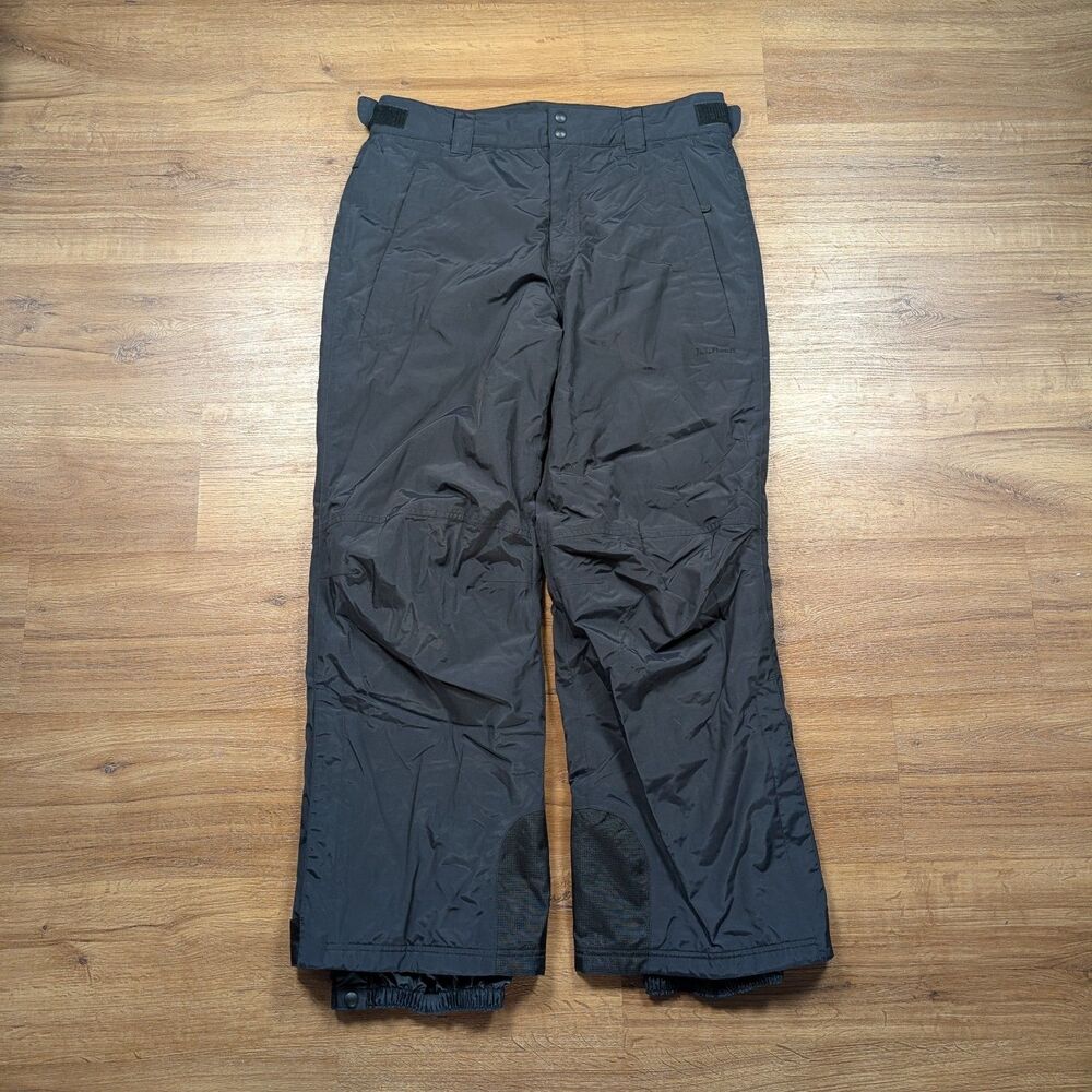 LL Bean Insulated Snow Pants Mens L Black Nylon Snowboard Ski Winter Outdoors